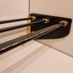 Vintage Kapstok Plexiglas Messing Kleurig Metaal Wandkapstok thumbnail 11