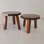 Massief Eiken Houten Brutalist Tafeltjes. thumbnail 8