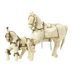 Koppel Decoratieve Houten Paarden Bedekt Met Been Mozaïek Verzilverd thumbnail 12