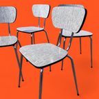 Set 4 Vintage Design Stapelbare Stoelen, Formica, Chroom thumbnail 2