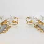 2 Vintage Banci Wandlamp Bloem Murano Goud Regency Italy '70 thumbnail 2