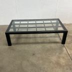 Vintage Zwarte Hoogglans Salontafel Met Glazen Blad, Japanse Stijl, 1980’s thumbnail 7