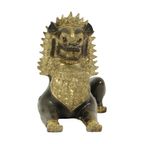 Grote Tempelleeuw Verguld Brons Beeld Thailand Singha Foo Dog 27cm thumbnail 7