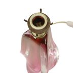 Paarse Roze Tafellamp Kristal Val Saint Lambert Swirl Jaren 60 thumbnail 5