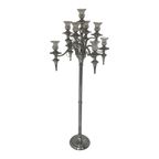 Xxl Candelabra - Floormodel - Holds 9 Candles - Chromed Metal And Glass Tops - 150Cm Tall! thumbnail 2