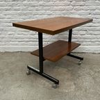 Vintage Bijzettafel, Tv Tafel - Bartafeltje Op Wieltjes Teak thumbnail 5