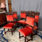 Set Van 6 Stoelen In Neogotische Stijl. thumbnail 5