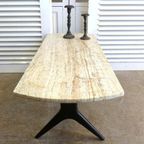 Prachtige Retro Vintage Midcentury Travertin Salontafel thumbnail 6