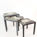 Vintage Stone Side Table Set | Nesting Tables Grey thumbnail 4