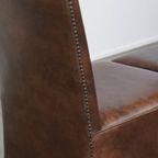 Statige, Cognac Kleurige Set Van 2 Rundleren Art Deco Design Eetkamerstoelen thumbnail 11