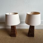 Set Van 2 Rotan Rieten Tafellampen Vintage thumbnail 6