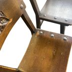 Set Van 6 Vintage Brutalist Eetkamerstoelen/ Spaanse Stoelen thumbnail 4