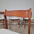 4 Vintage Deense Eetkamerstoelen Jaren 60 Teak Bouclé 60S thumbnail 12