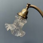 Franse Art Nouveau Tafellamp Met Transparante Glazen Kap thumbnail 10