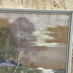 Aquarel Landschap In Lijst Zachte Kleuren Vintage thumbnail 5