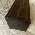 Een Houten Hutkoffer/ Reiskist Oftewel "steamer Trunk", Ca. 1900 thumbnail 10