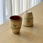Set Of 4 Vintage Clay Drinking Glasses With Tulip Design thumbnail 3