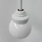 Art Deco Hanglamp Met Witte Glazen Bol thumbnail 6