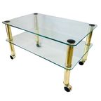 Lage Glazen Kleine Salontafel Glas Gouden Hollywood Regency thumbnail 2