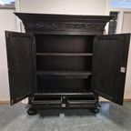 Antieke Kast Zwarte Kast Boekenkast Broodkast Wandkast Tv thumbnail 13