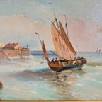 Een Stel 19e Eeuwse Zeegezichten - L. Edouard thumbnail 6