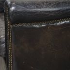 Leuke En Stoere Set Van 2 Zwarte, Generfde, Rundleren Armchairs Met Een Mooie Vormgeving thumbnail 17