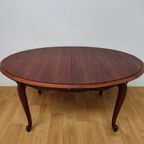 Vintage Eetkamertafel Ovale Uitschuifbare Eettafel, Tafel Mahoniehout thumbnail 2
