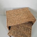 2 Rotan Zeegras Vintage Nest Tafeltjes thumbnail 6