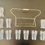 Vintage Frisdrank-Glazen Houder Met 10 Glazen thumbnail 10