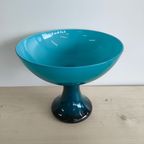 Glazen Schaal Aquablauw/Turquoise Op Voet thumbnail 3