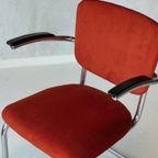 Sledestoel Fauteuil Vintage Buisframestoel Armstoel Ribstof thumbnail 3