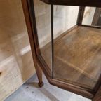 Antiek Theekastje Met Geslepen Glas Vintage Vitrinekast thumbnail 6