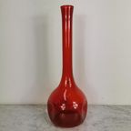 Vintage Ambachtelijk Gemaakte Rood Glazen Vaas, Fles thumbnail 2