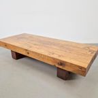 Brutalistische Rechthoekige Eiken Salontafel Frankrijk 1960 thumbnail 7