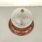 Houten Plafondlamp Met Geslepen Glas thumbnail 2
