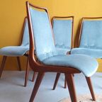 Set Awa Stoelen, Vintage Dinner Chairs, Mohair, Teakhout thumbnail 3