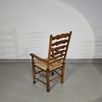 Set Of 4 Oak, Rustic, Farmhouse, Ladderback Dining Chairs With Rush Seats 1960s thumbnail 10