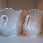 Engelse Vintage Zwanen, Porselein, Witte Plantenbakjes thumbnail 3