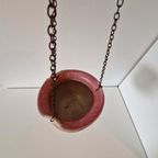 Vintage Roze Créme Hangpot Keramieke Vintage Pot Jaren 70 thumbnail 3