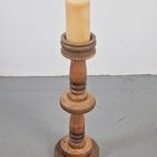 Vintage Brutalist Eiken Houten Kandelaar ‘70 Hout Japandi thumbnail 4