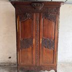 Antique Carved Wood Wardrobe thumbnail 9