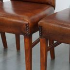 Tijdloze Set Van 4 Statige Comfortabele Eetkamerstoelen Van Schapenleer thumbnail 11