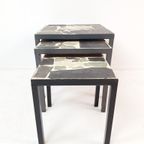 Vintage Stone Side Table Set | Nesting Tables Grey thumbnail 7