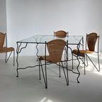 Setprijs 5 Vintage Frederick Weinberg Rotan Ijzer Stoelen thumbnail 2