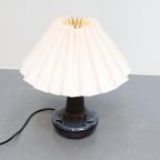 Vintage Tafellamp Soholm Denmark Keramiek Met Plisse Kap thumbnail 7