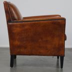 Strak Vormgegeven Schapenleren Artdeco Design Fauteuil Met Prachtige Details thumbnail 4