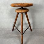 Vintage Industriële Verstelbare Kruk – Beuk thumbnail 2