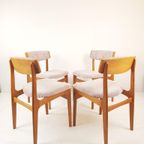 Vintage Houten Stoelen Licht Roze Ribstof Gerestaureerd thumbnail 11