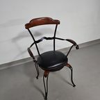Italian Postmodern / Turnable / Wrought Iron Dining Chairs / Leather Seats thumbnail 17
