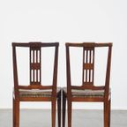 Unieke En Karaktervolle Set Van 6 Originele Antieke Hollandse Leren Eetkamerstoelen thumbnail 17
